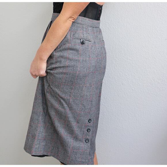 1990's Vintage Giorgio Sant'Angelo Wool Plaid Work Skirt ~ Women's MD 29" Waist - Picture 6 of 9